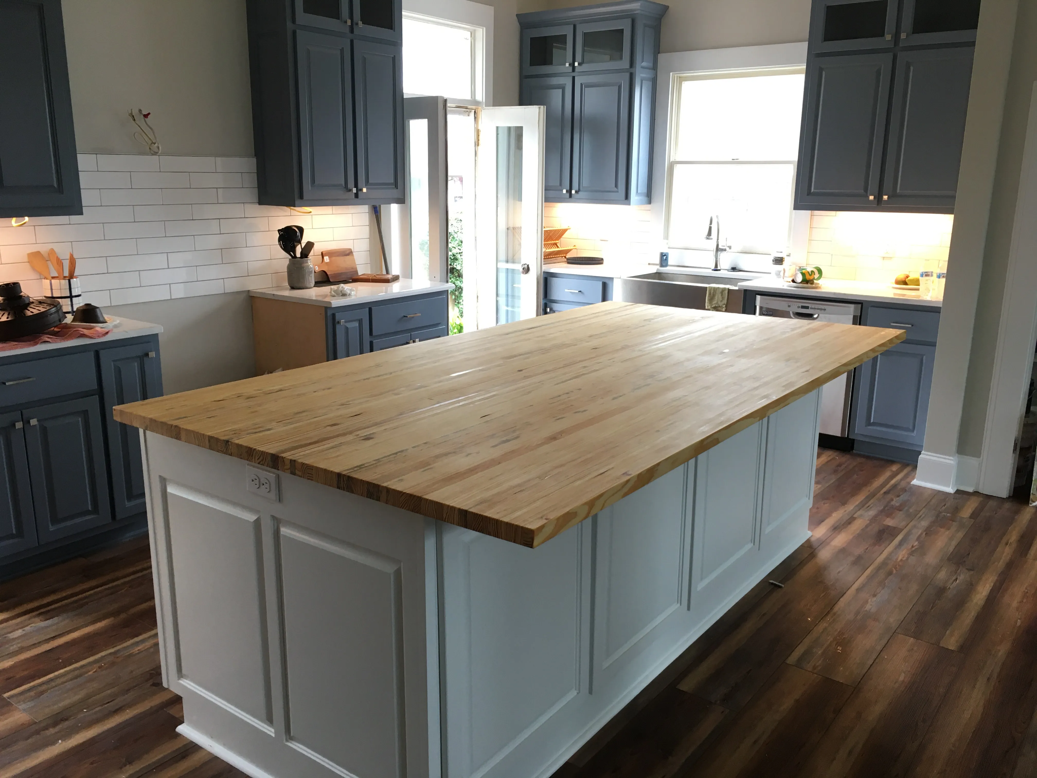 Painted Cabinets, Butcher-Block Top